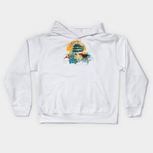 Japanese house by the sea Kids Hoodie